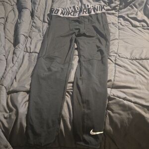 Nike Kids Black Leggings with White Logo